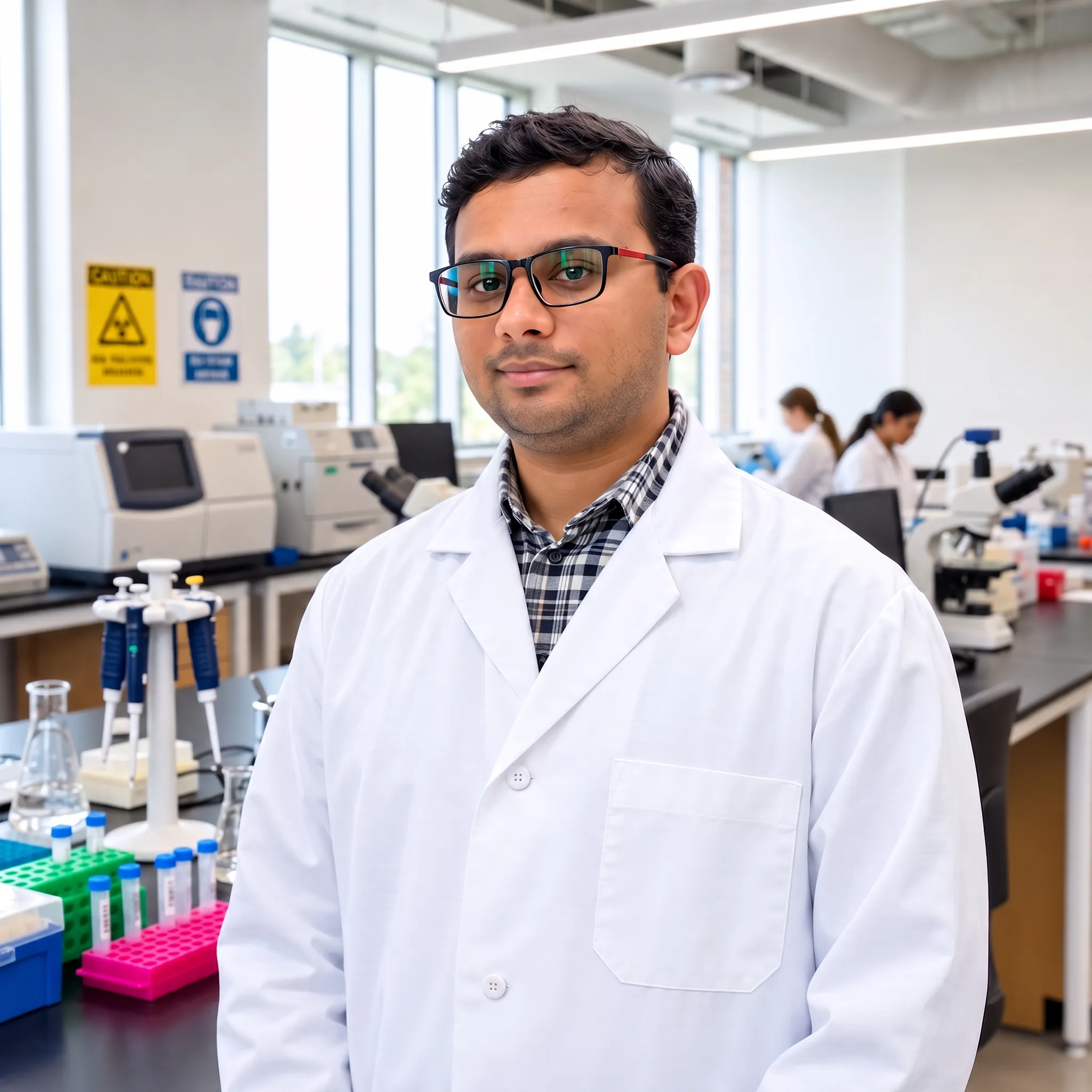 Nauman Nazeer in the lab at UPEI