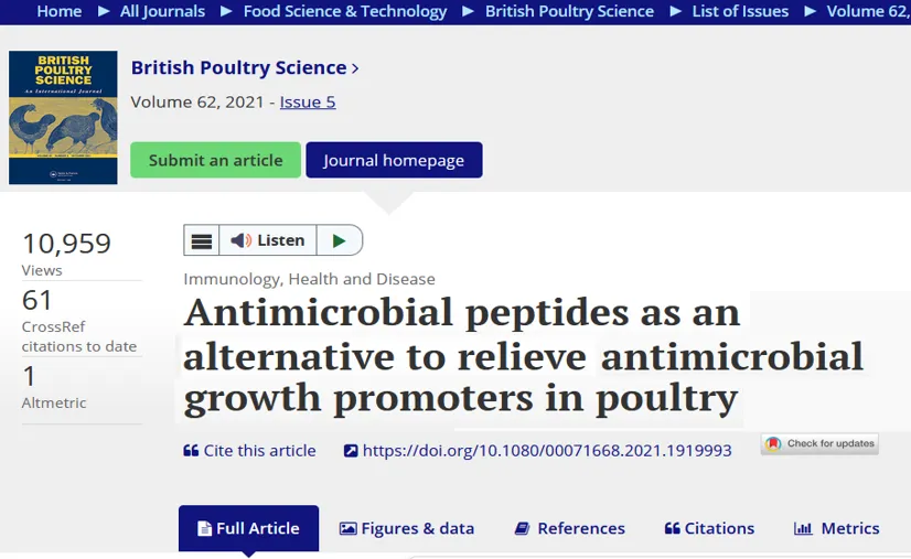 British Poultry Science article page