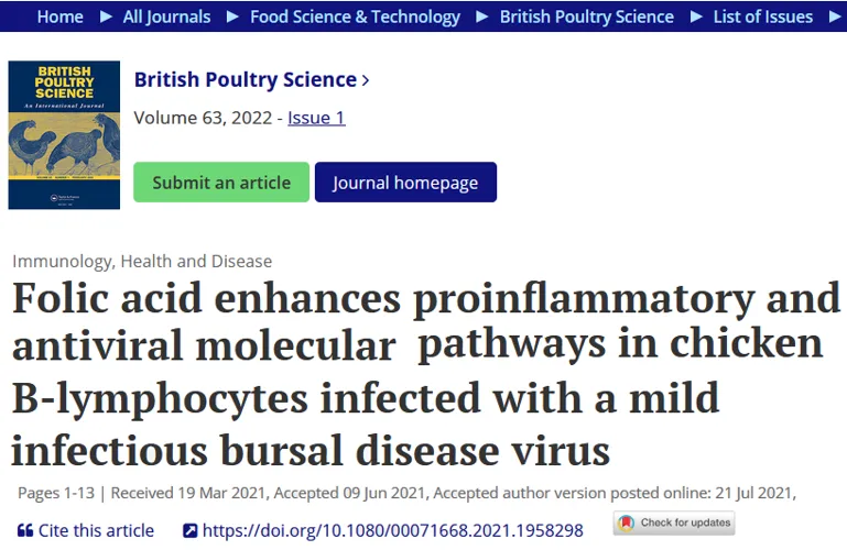 British Poultry Science article page