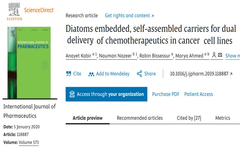 International Journal of Pharmaceutics article page