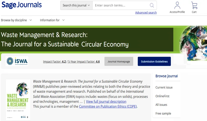 Waste Management & Research article page